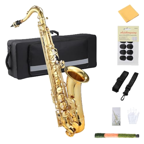 Bb Tenor Saxophone Beginner Pro Kit - Gold Lacquer Brass w/Bag