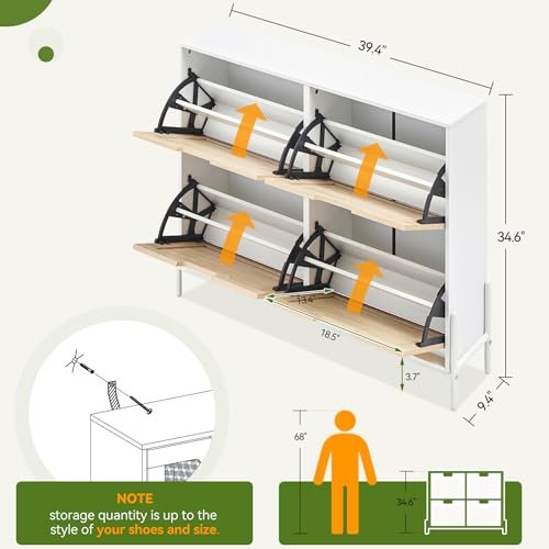 Coucheta - coucheta 4 Flip Drawers Shoe Storage Cabinet